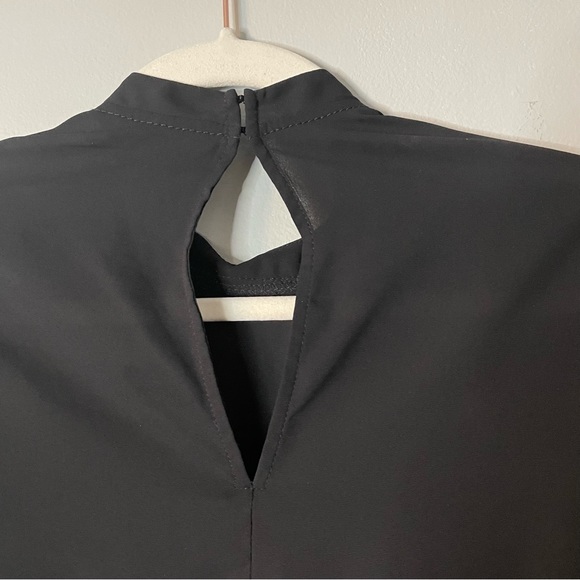 Express Mock Neck Business Casual Sheer Floral Lace/Crochet Accent Blouse XS - Picture 7 of 7